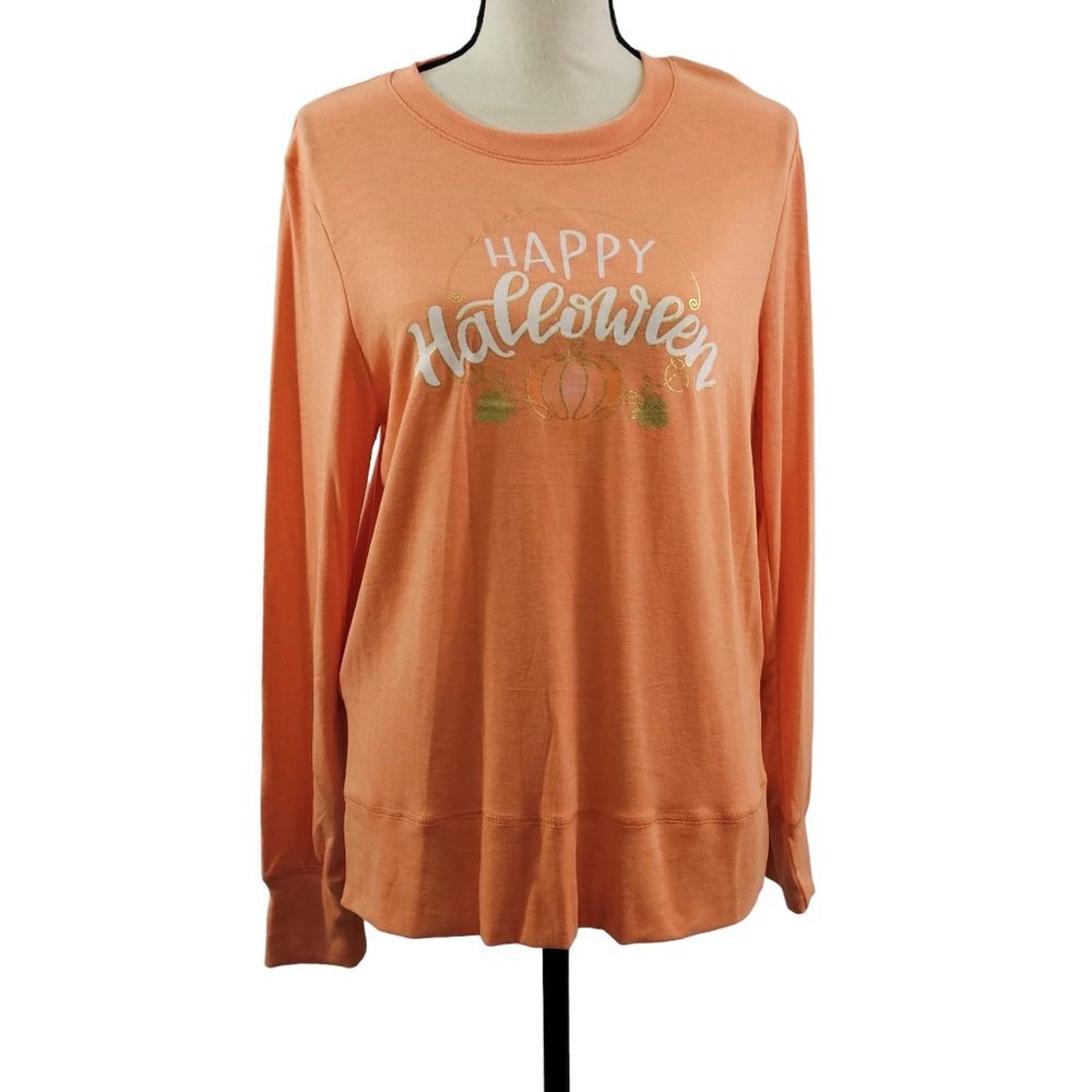 HAPPY Halloween Pumpkin Graphic Long Sleeve T-Shirt – Various Sizes - Picture 13 of 16